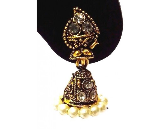 Golden Oxidized Earrings Jhumka Jhumki Ethnic Imitation Jewelry Drop Dangle EA74